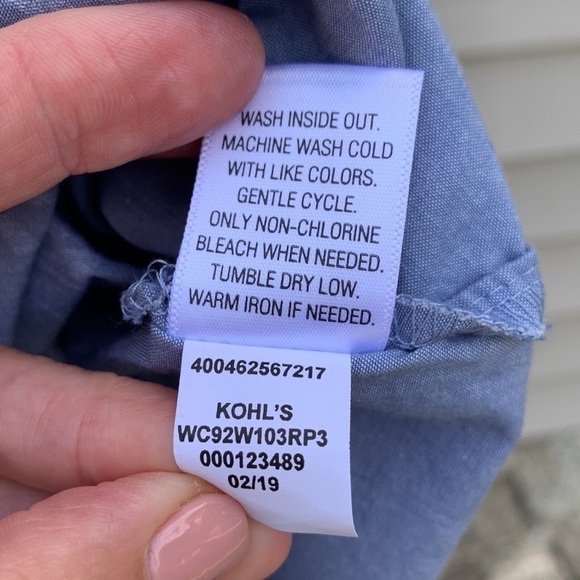 Nwot Croft & Barrow Tropical Chambray Sleeveless Button Down Shirt - Picture 12 of 13